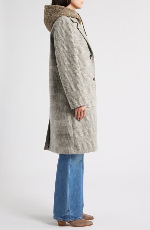 Sam Edelman Longline Coat With Inset Faux Shearling Bib In Gray