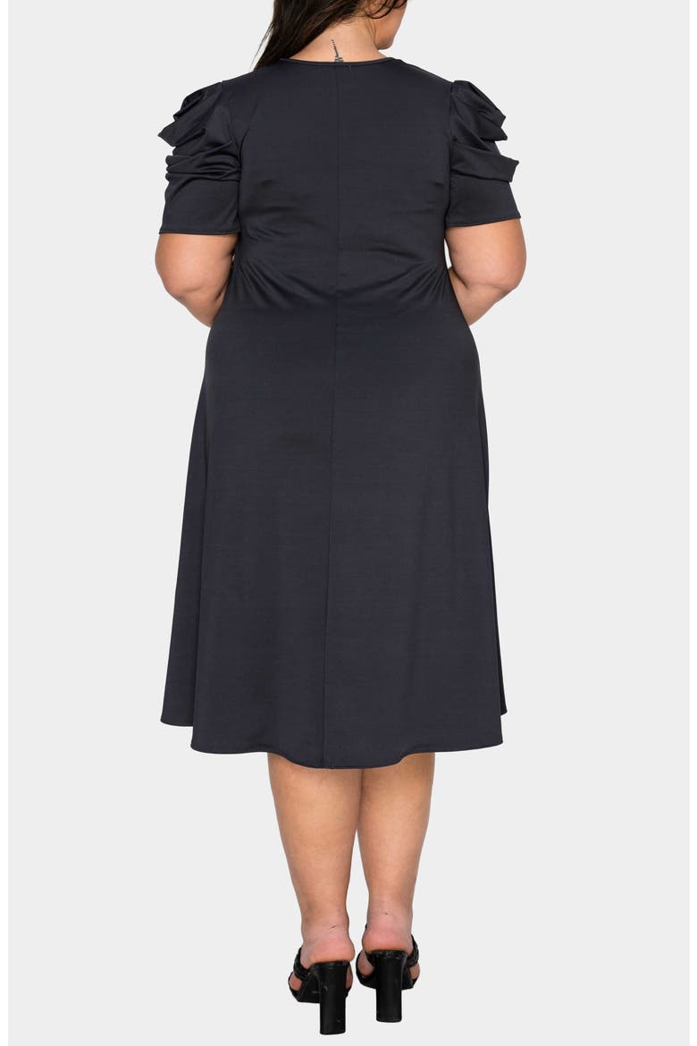 Aleyna Puff Sleeve A-Line Dress, Alternate, color, CHARCOAL