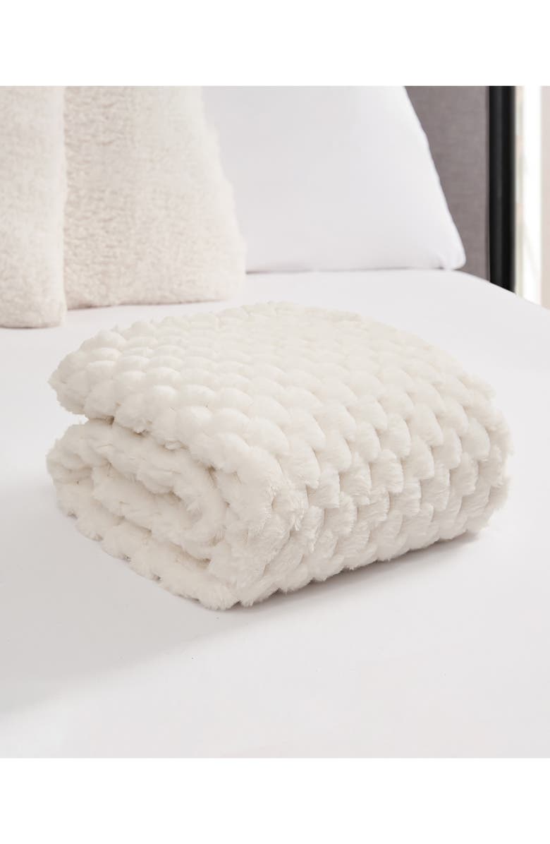 Lucky Brand Textured Faux Fur Throw Blanket, Alternate, color, 