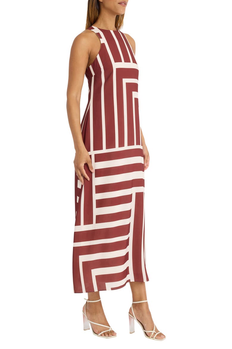 Stripe Maxi Dress, Alternate, color, CREA/BROWN