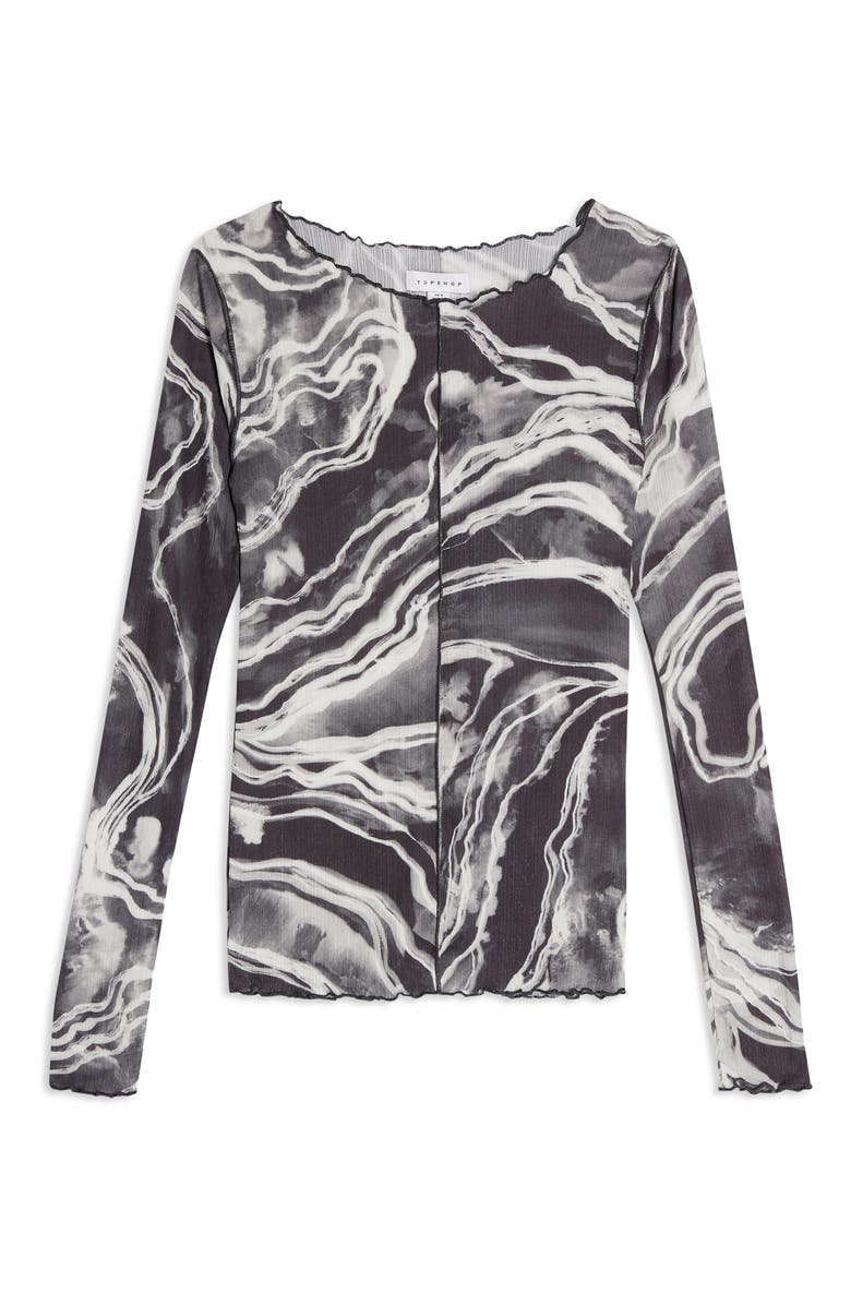 Topshop Marble Print Long Sleeve Top, Alternate, color,