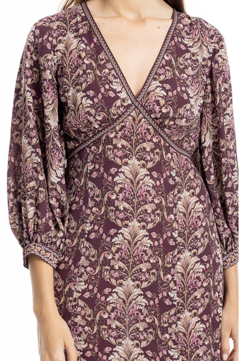 Empire Waist Maxi Dress, Alternate, color, WINE NOUVEAU FERN