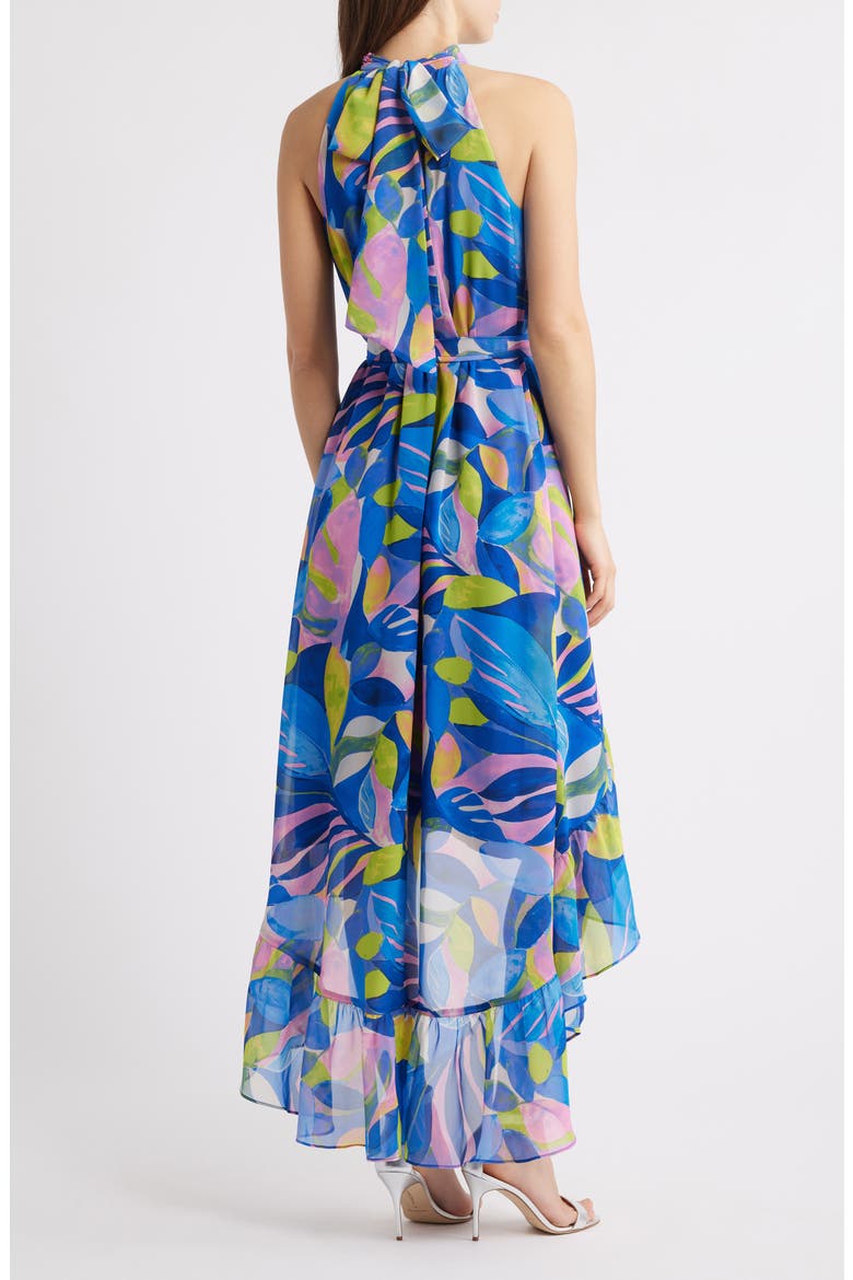 High-Low Halter Dress, Alternate, color, BLUE MULTI