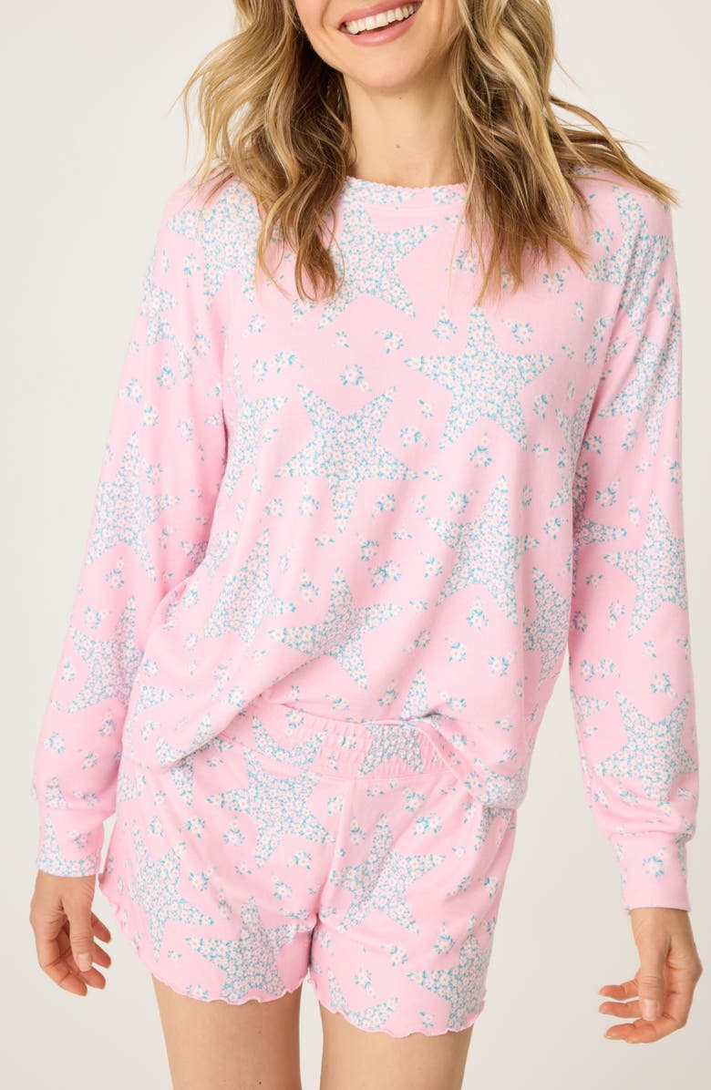 PJ Salvage Written in the Stars Peachy Jersey Pajama Top, Main, color, 