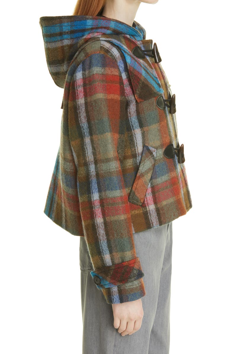 Veronica Beard Ianna Mix Plaid Wool Duffle Coat, Alternate, color, 