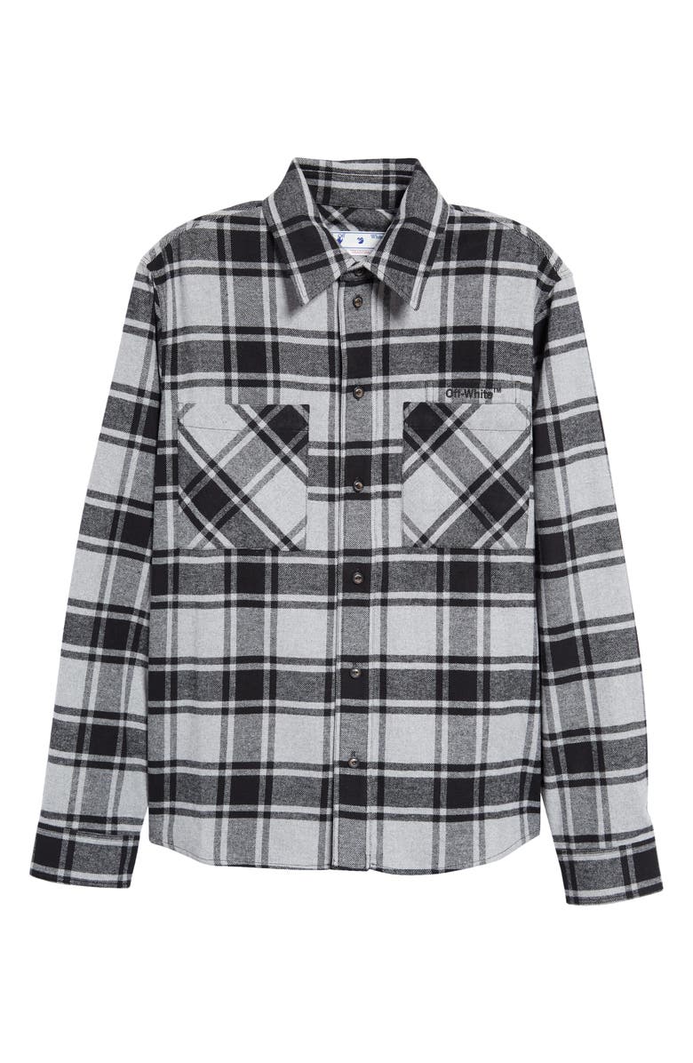 Off-White Outline Arrows Plaid Flannel Shirt, Alternate, color,