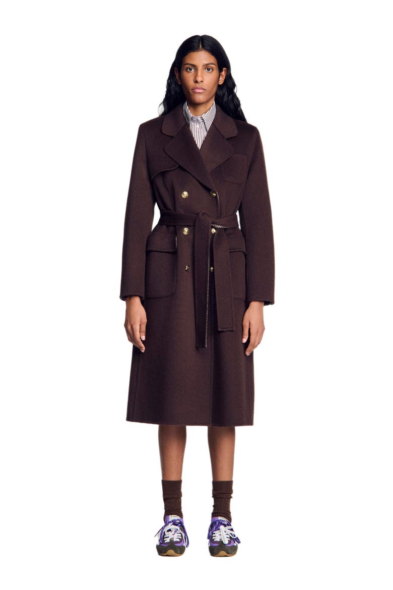 Double-faced check coat, Main, color, Brown