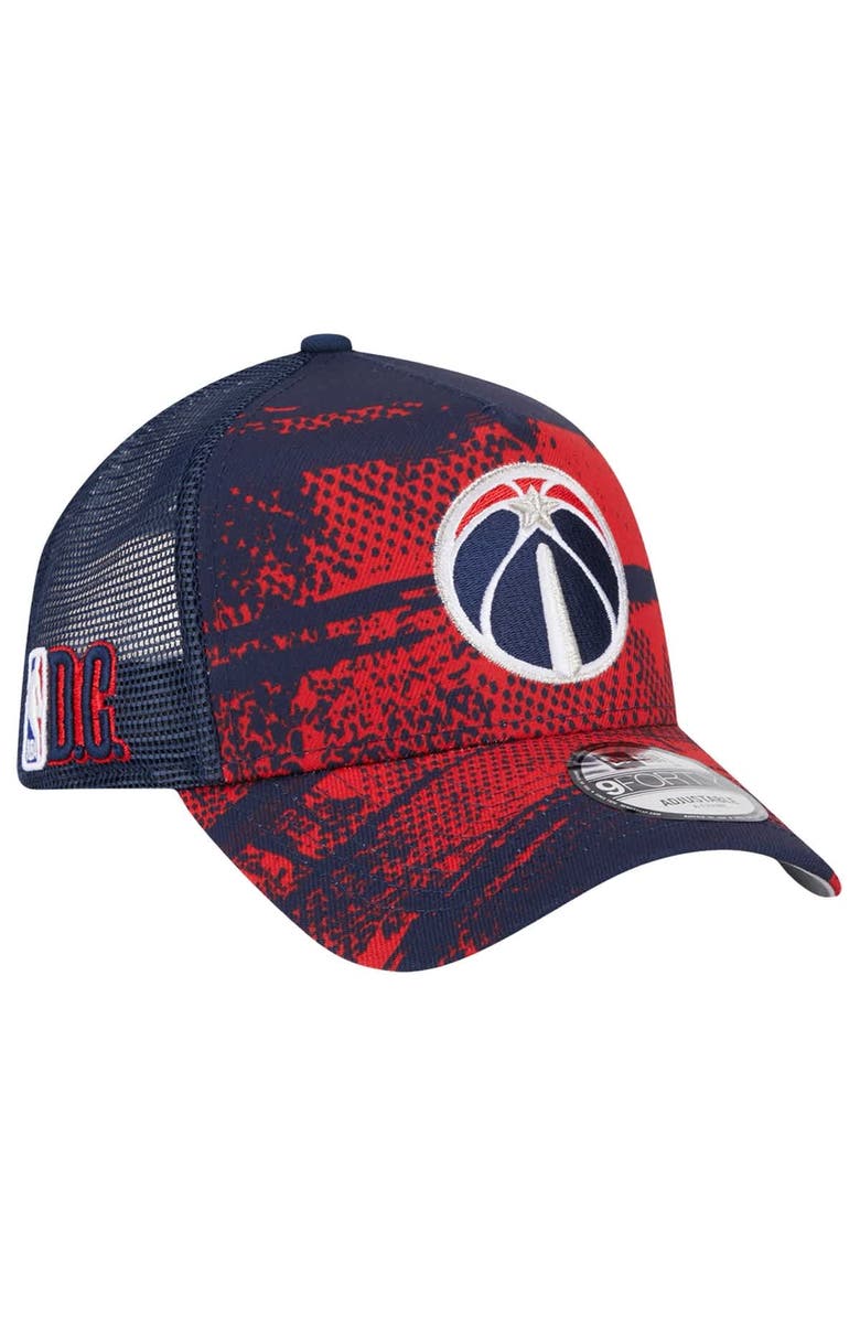 New Era Men's New Era Navy/Red Washington Wizards Tip Off A-Frame Trucker 9FORTY Adjustable Hat, Main, color, Navy