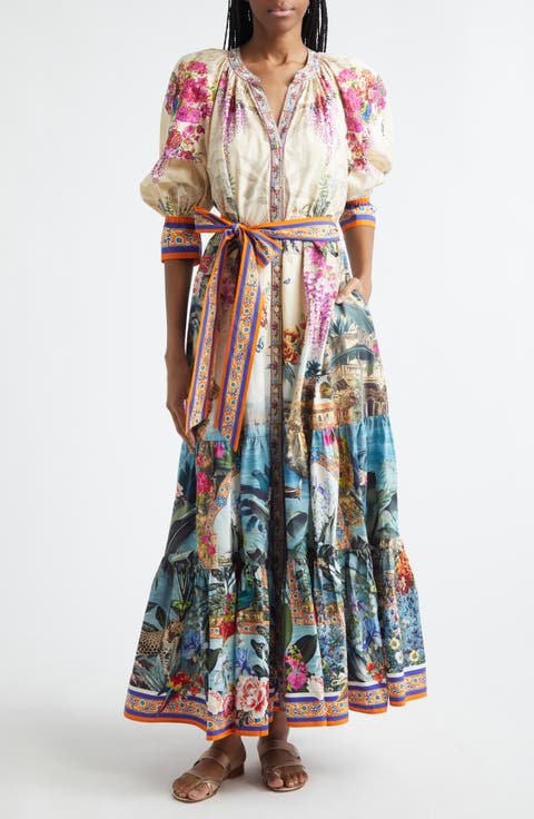 Bodrum Botanicals Print Tiered Maxi Dress