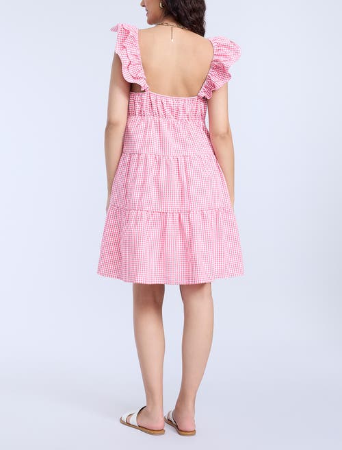 Motherhood Maternity V Neck Flutter Sleeve Tiered Mini Dress