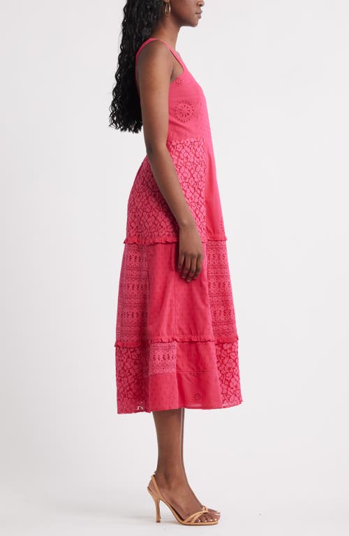 Chelsea28 Sleeveless Embroidered Eyelet Midi Sundress In Red