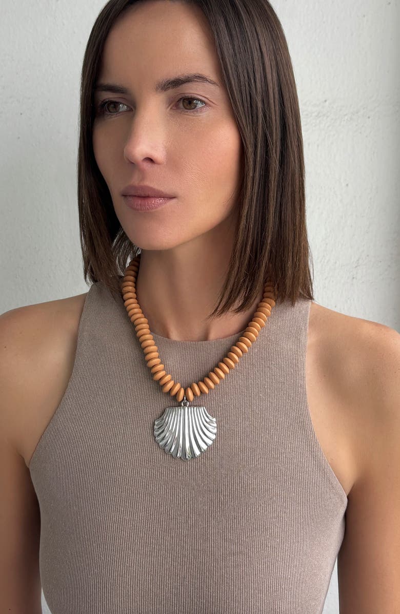 Adornia Oversize Shell Pendant Necklace, Alternate, color,