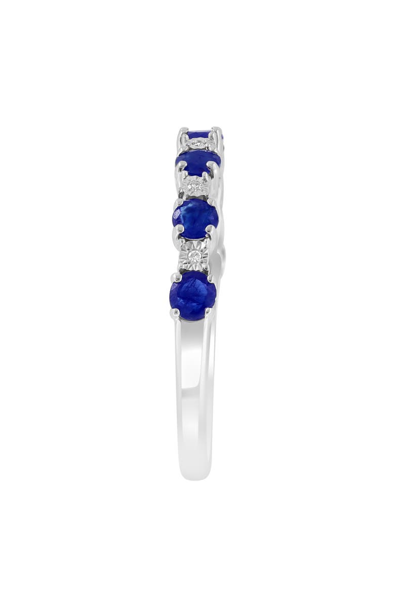 Sapphire & Diamond Sterling Silver Band Ring, Alternate, color, BLUE