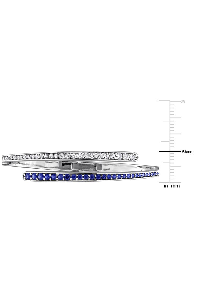 Sterling Silver Lab Created Sapphire Crossover Bangle Bracelet, Alternate, color, BLUE