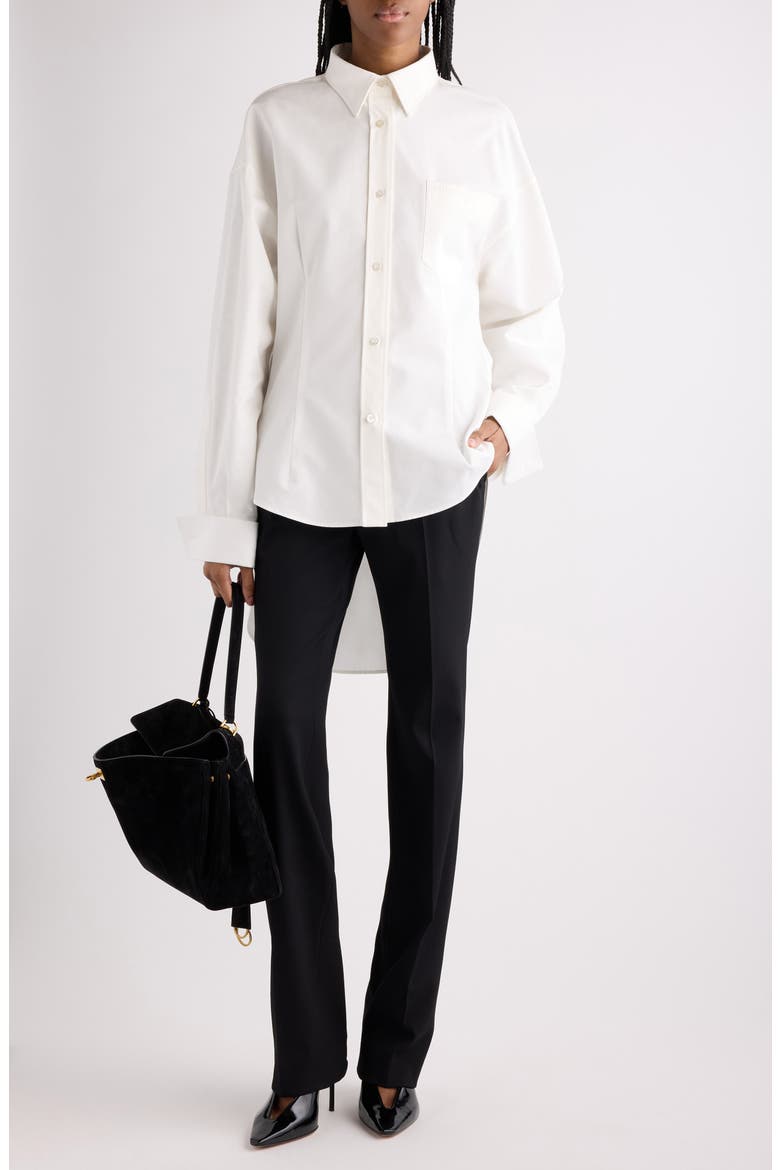 Classic Cotton & Silk Poplin Button-Up Shirt, Alternate, color, 9000 WHITE