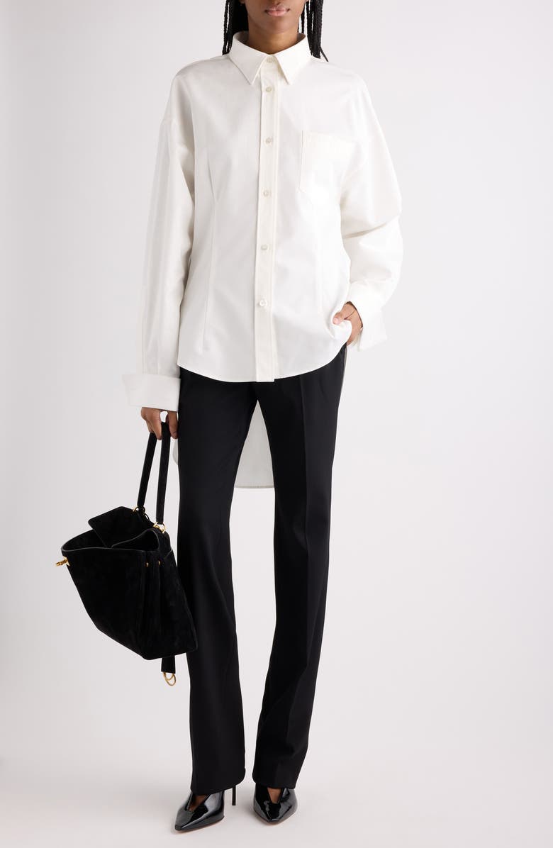 Balenciaga Classic Cotton & Silk Poplin Button-Up Shirt, Alternate, color, 9000 White