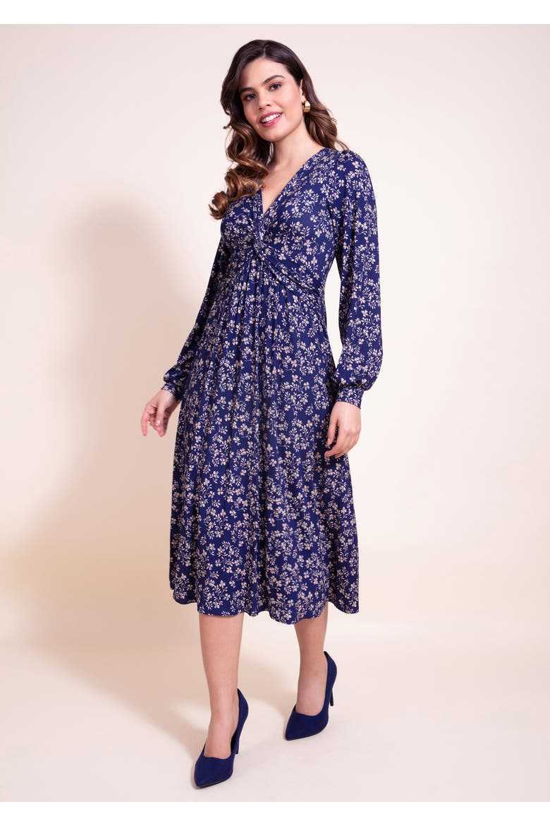 Mollie Knot Midi Dress, Alternate, color, Midnight Bloom