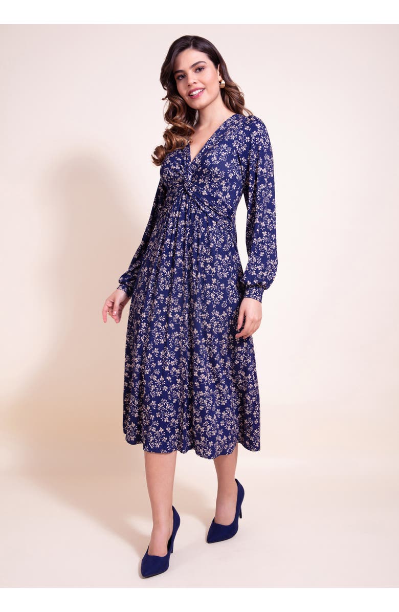 Alie Street London Mollie Knot Midi Dress, Alternate, color, Midnight Bloom