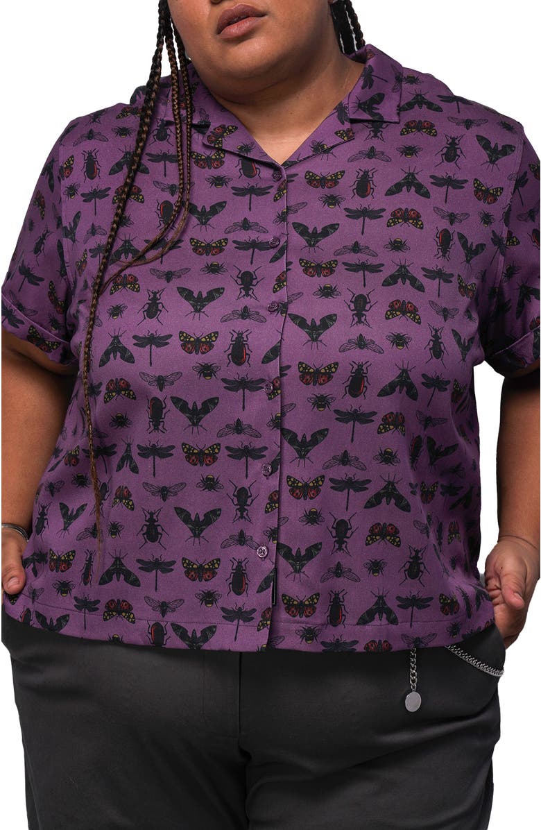 WILDFANG The Everyday Camp Button Up, Alternate, color, Insect Grape