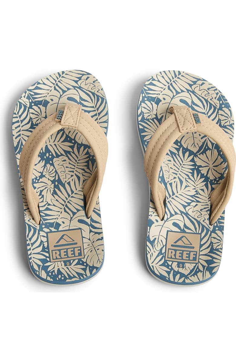 Reef Kids' Ahi Flip Flop, Alternate, color, Blue/ Tan Palm