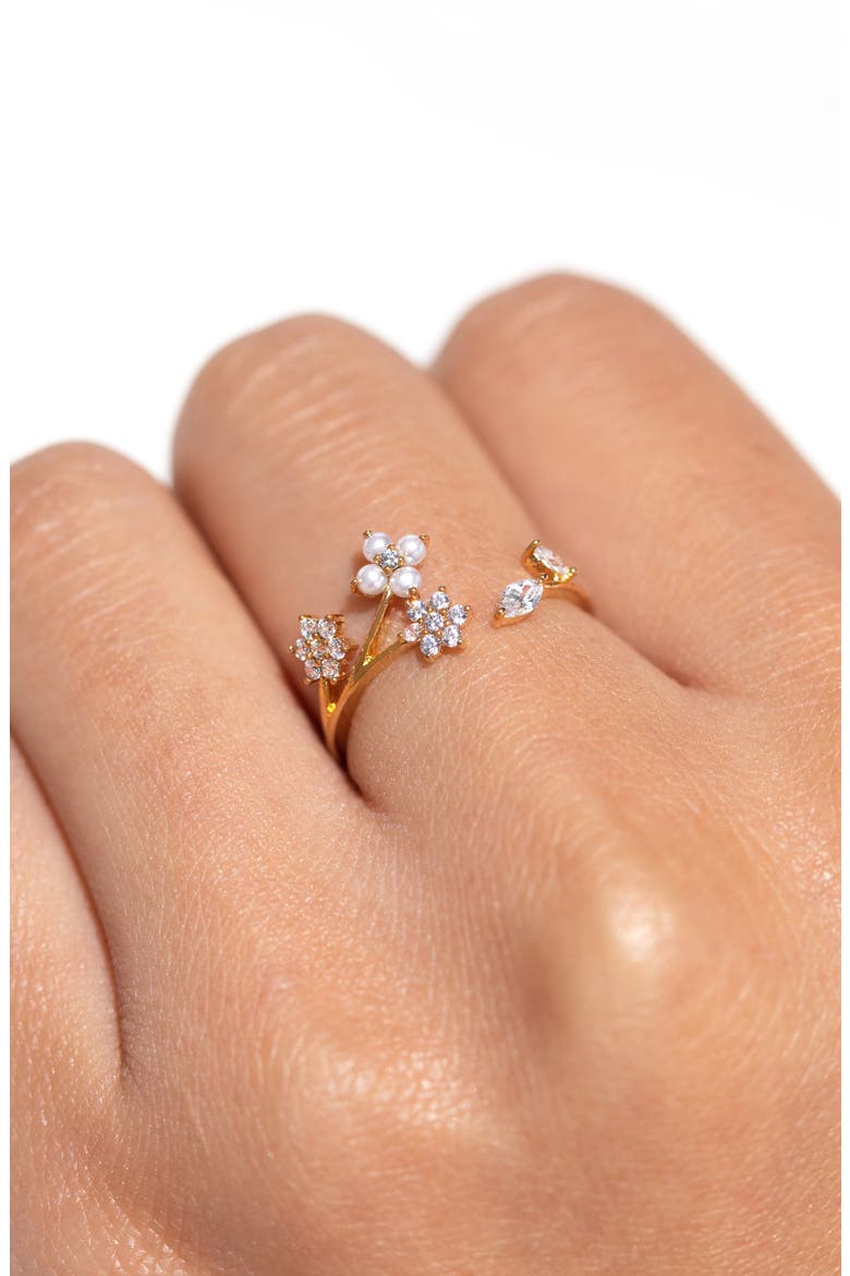 Wispy Adjustable Cubic Zirconia Ring, Alternate, color, GOLD