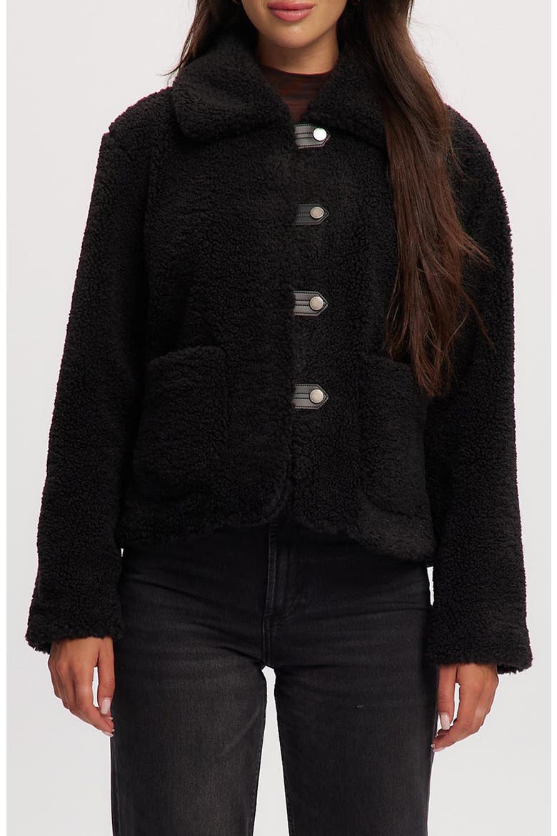 Frieda Faux Shearling Jacket, Main, color, BLACK