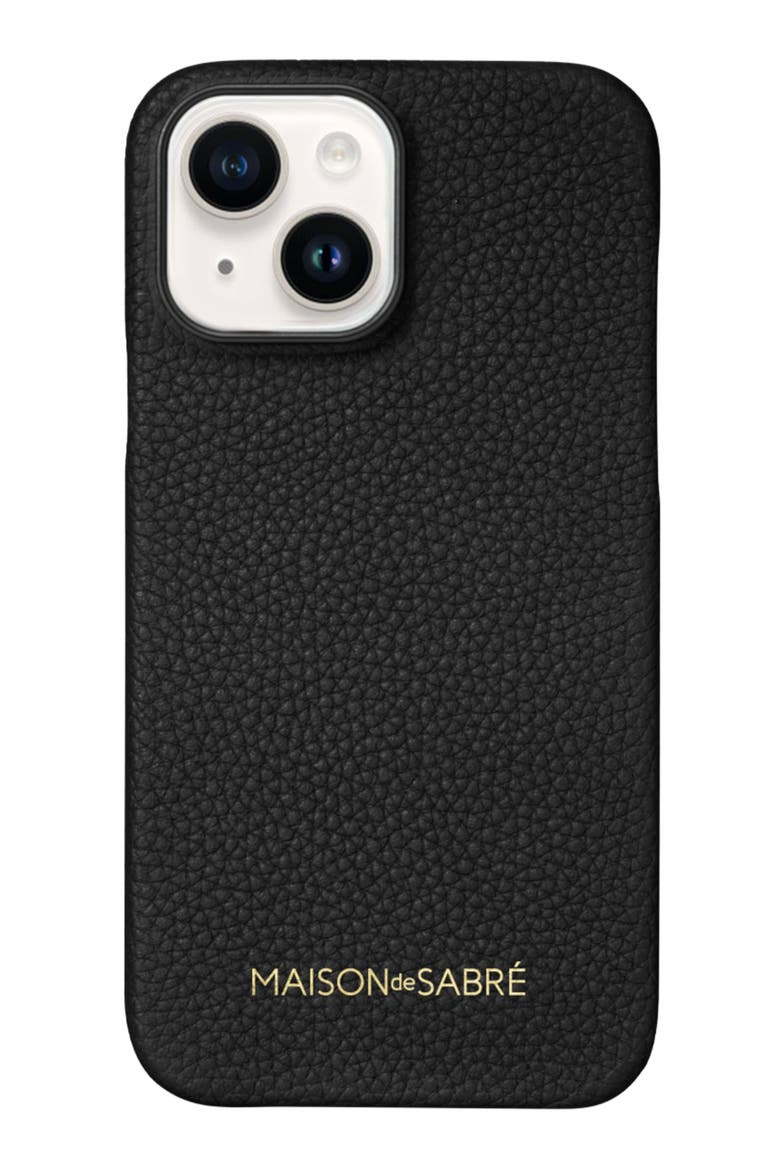 Leather Phone Case iPhone 15, Main, color, Black Caviar