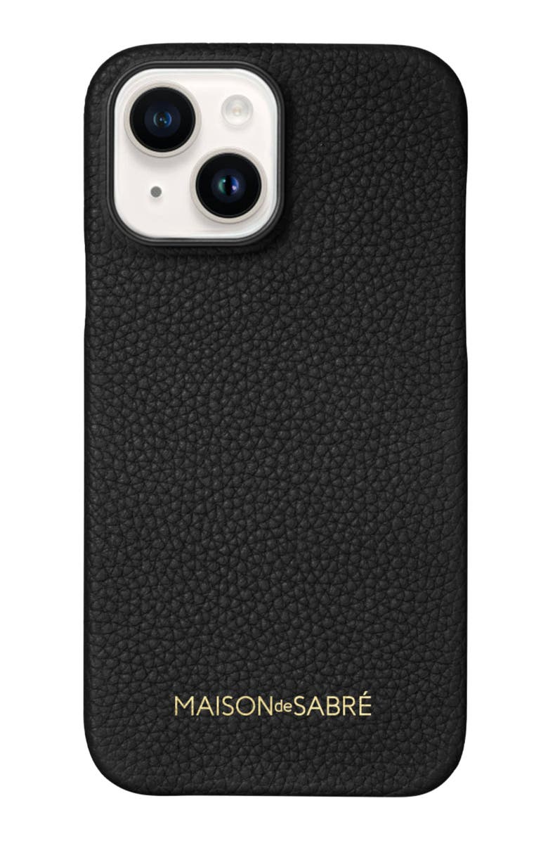 MAISON de SABRÉ Leather Phone Case, Main, color, Black Caviar