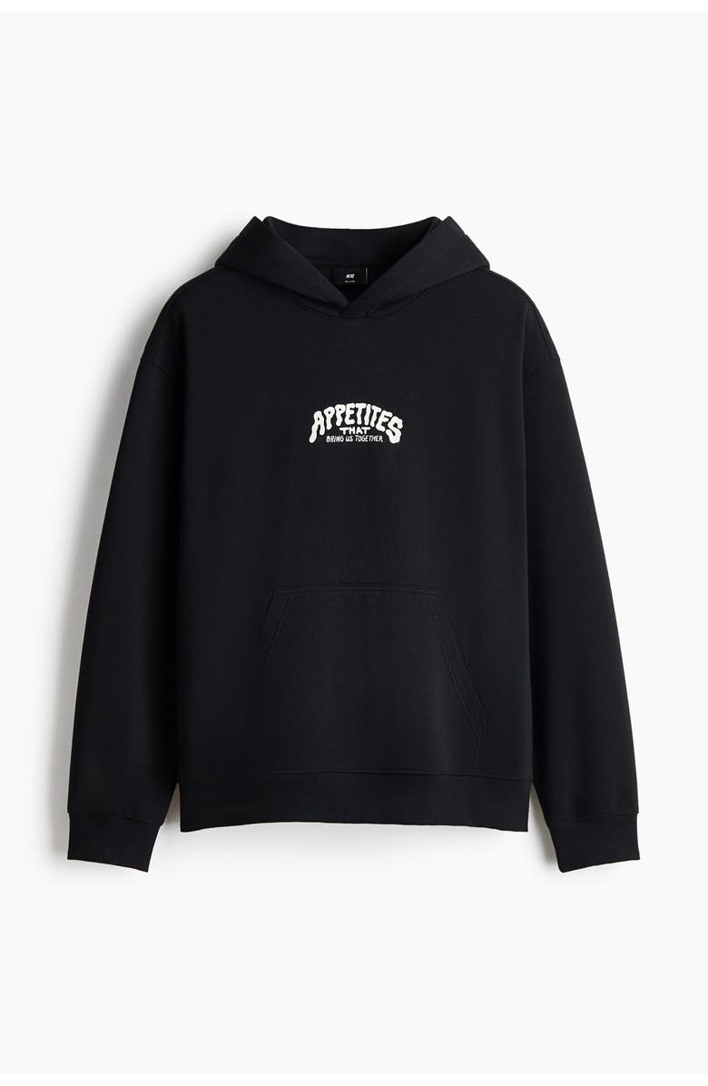 H&M Relaxed Fit Printed Hoodie, Alternate, color, Black/Appetites