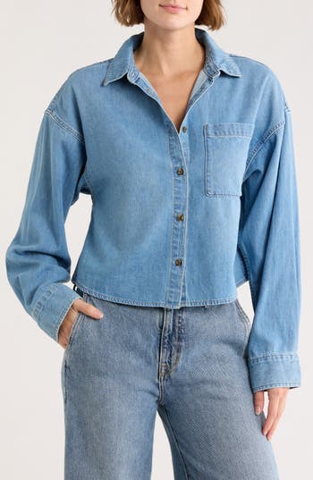 Joe's The Crop Boyfriend Button-Up Shirt in Breathtaking at Nordstrom Rack, Size Small
