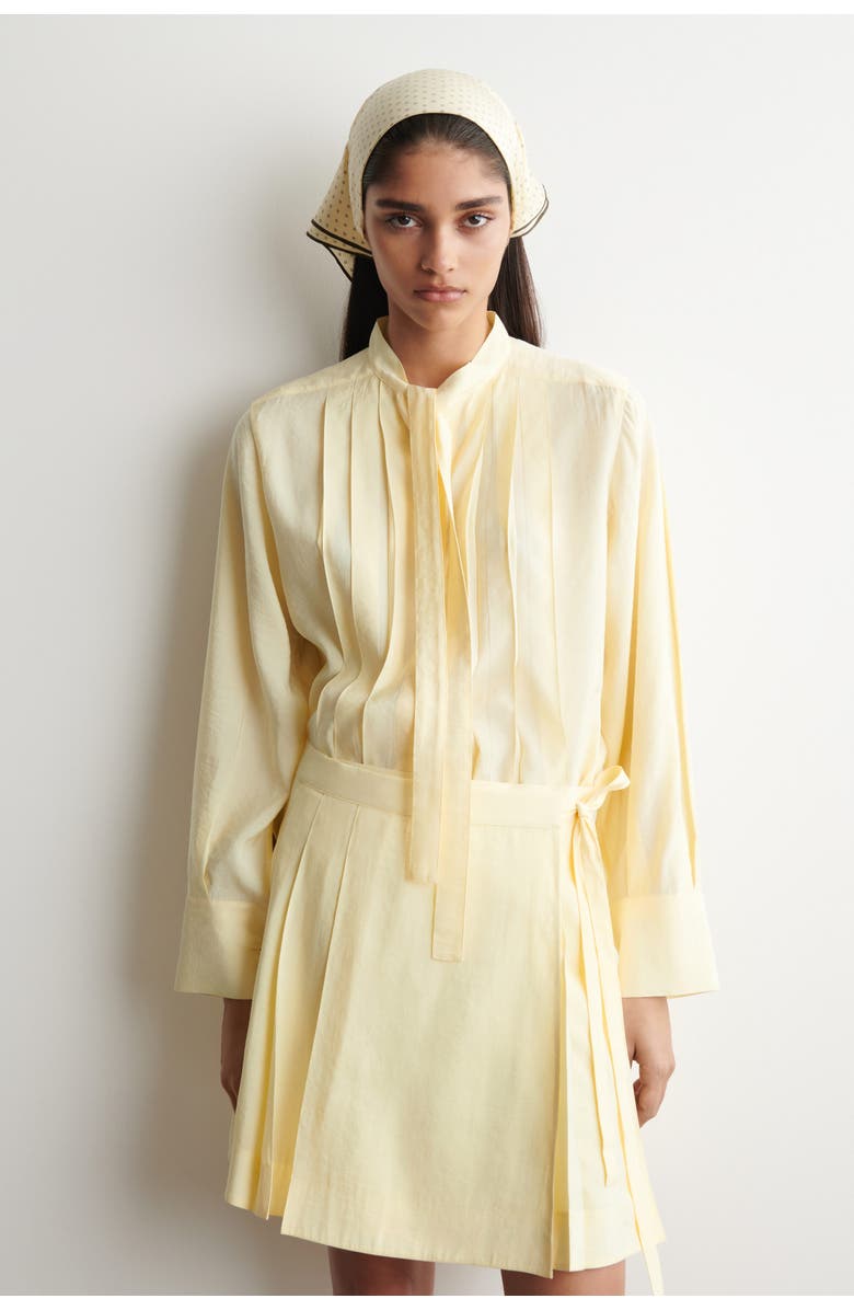 COS Pleated Bow-detail Blouse, Main, color, Butter Yellow