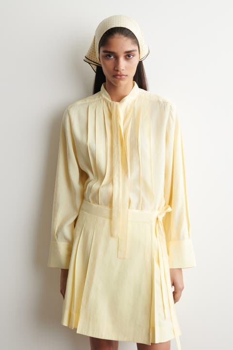 Pleated Bow-detail Blouse