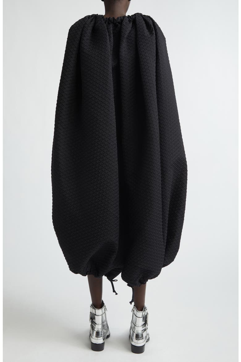 Gathered Diamond Jacquard Cocoon Dress, Alternate, color, BLACK