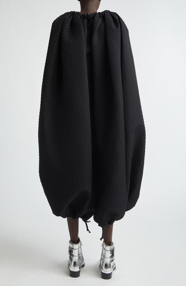 Comme des Garçons Gathered Diamond Jacquard Cocoon Dress, Alternate, color, Black