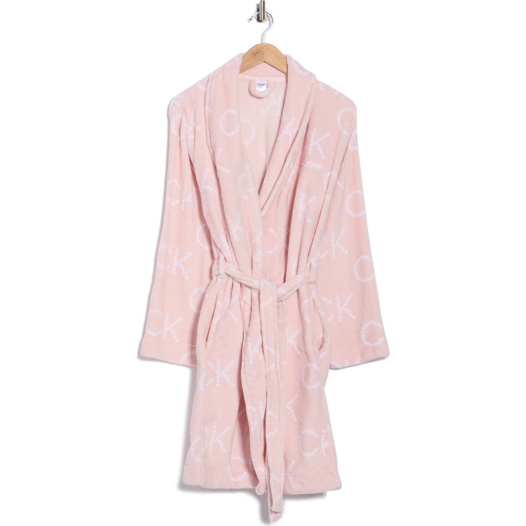 Calvin Klein Plush Robe In Pink