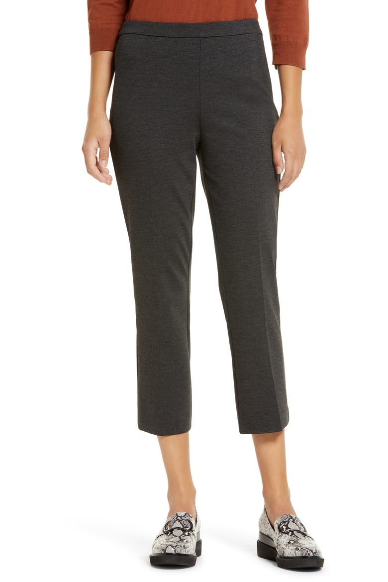 Kick Flare Ponte Knit Crop Pants, Main, color, HEATHER CHARCOAL