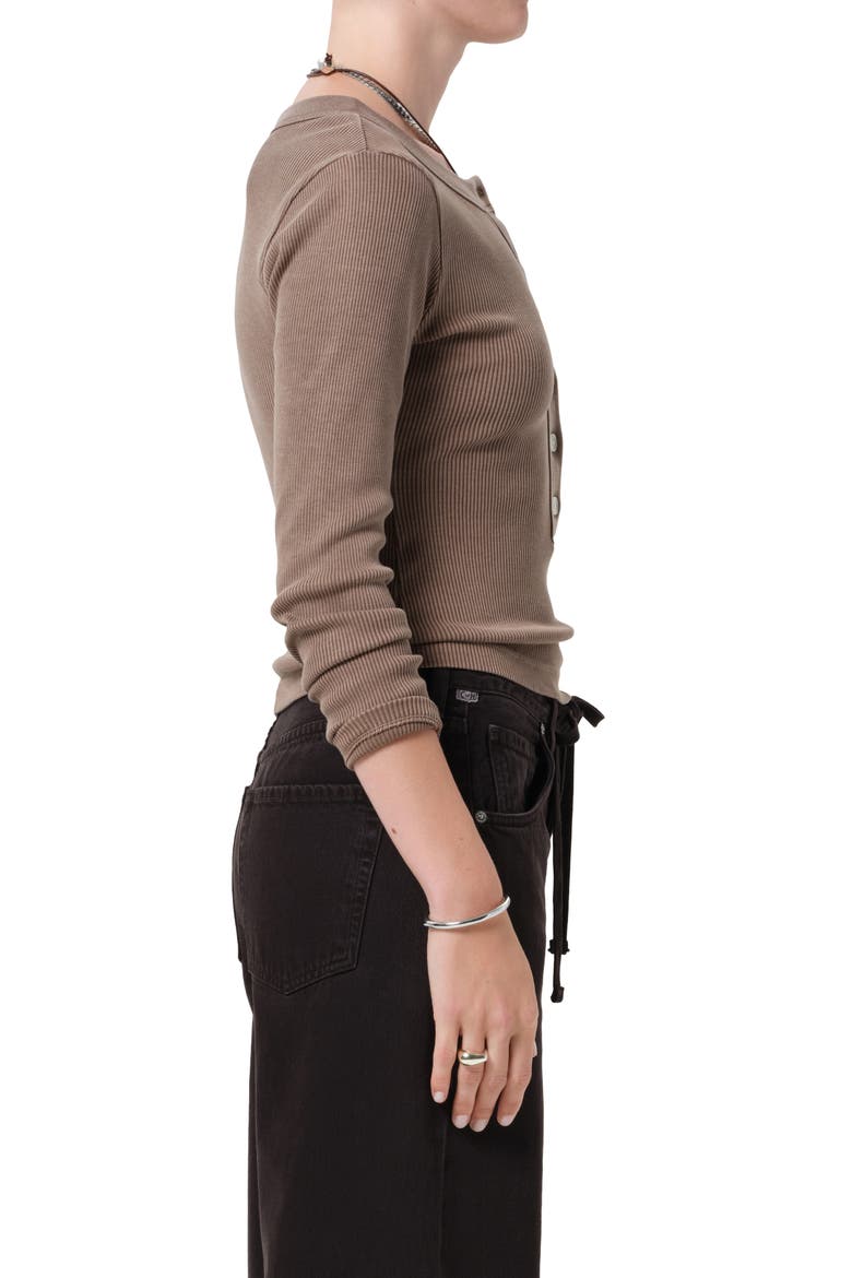 Varra Rib Henley, Alternate, color, COCOA MD GREY BROWN