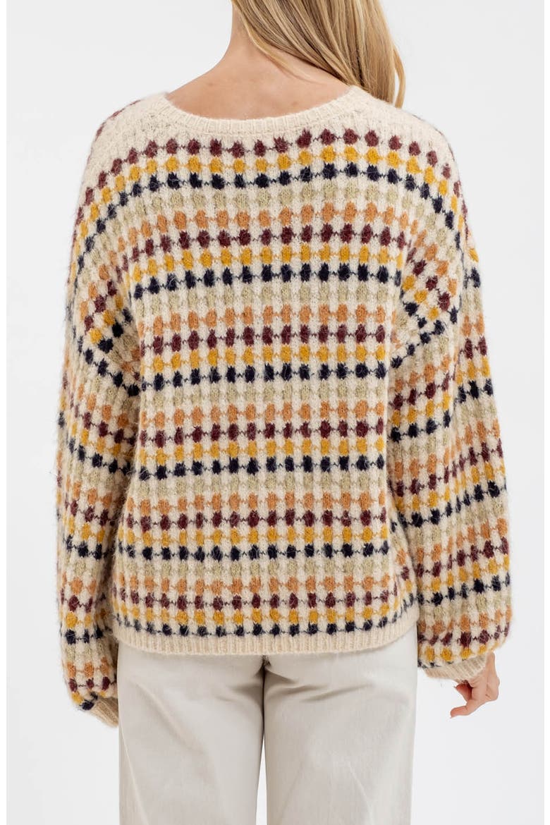 Drop Shoulder Crewneck Sweater, Alternate, color, CREAM MULTI