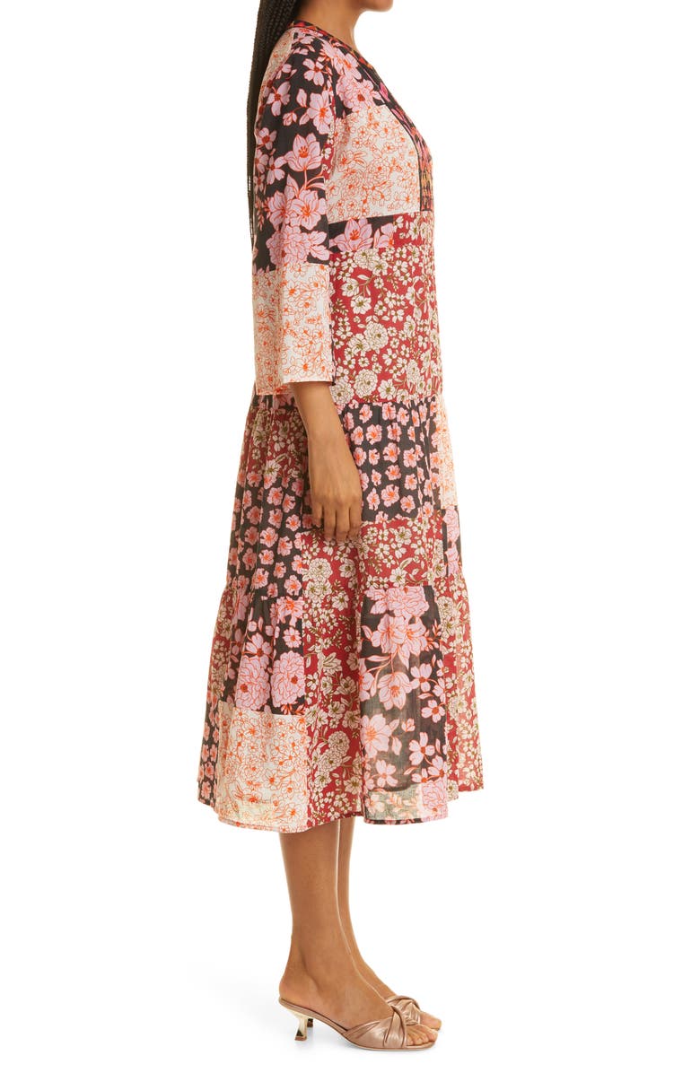 Johnny Was Flora Mix Print Tie Back Cotton Dress, Alternate, color, 