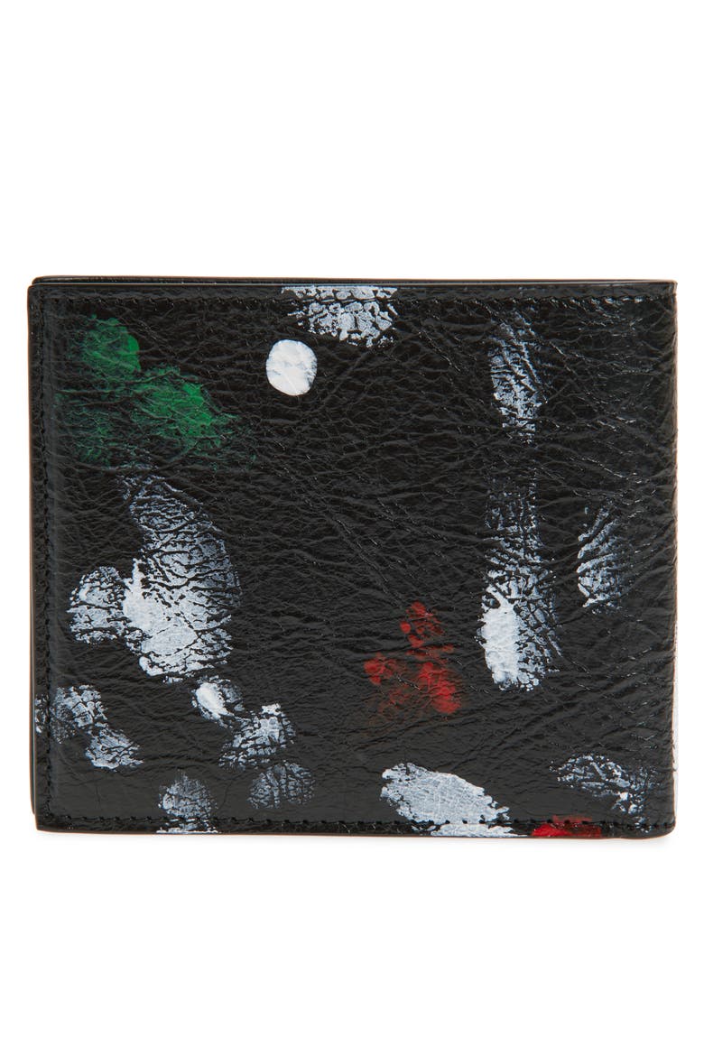 Cash Logo Leather Wallet, Alternate, color, 8486 BLACK/ MULTI