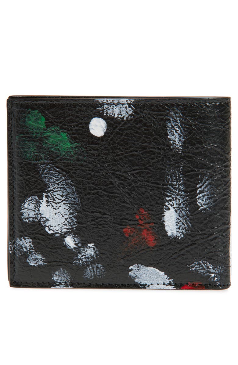 Balenciaga Cash Logo Leather Wallet, Alternate, color, 8486 Black/ Multi