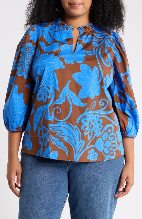 Ofelia Floral Kiley Split Neck Top