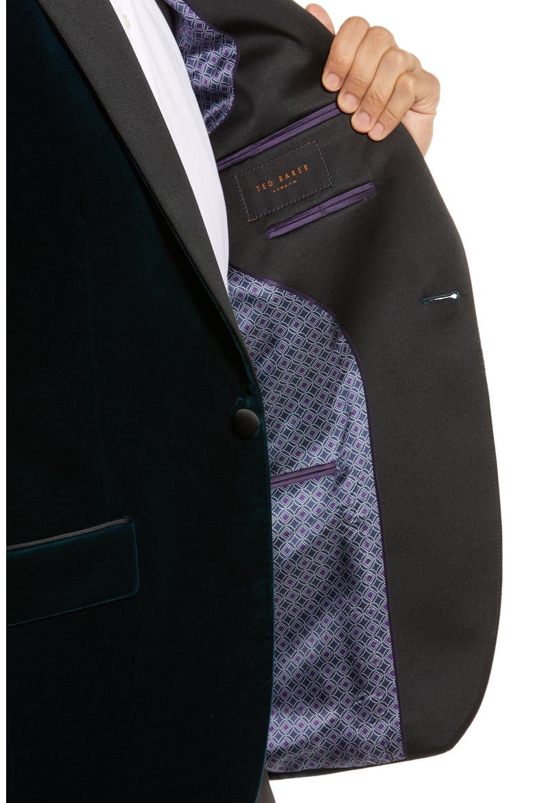 Jules Velvet Slim Fit Peak Lapel Dinner Jacket, Alternate, color, EMERALD GREEN