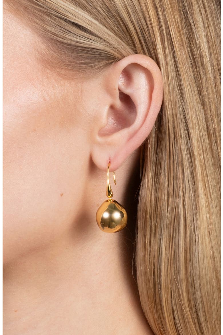 Molten 14k Gold Plated Drop Earrings, Alternate, color, GOLD