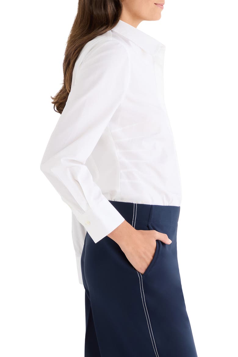 Pintuck Stretch Cotton Button-Up Shirt, Alternate, color, PAPER WHITE