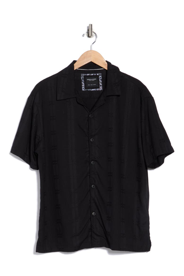 Dobby Camp Shirt, Alternate, color, BLACK