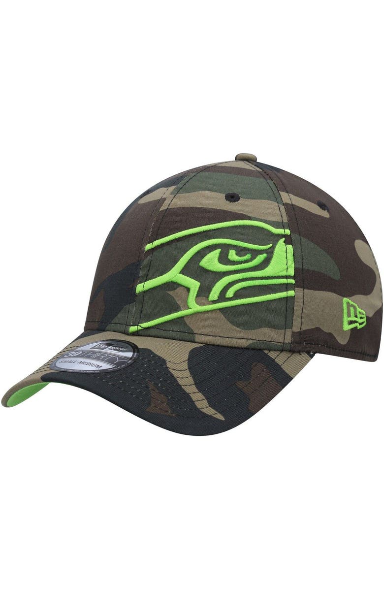 New Era Men's New Era Camo Seattle Seahawks  Punched Out 39THIRTY Flex Hat, Alternate, color, 