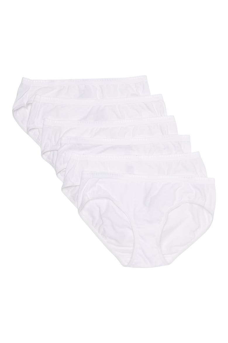 Breathable Cotton Hipster Panties - Pack of 6, Main, color, WHITE/WHITE/WHITE/WHITE/WH/WH