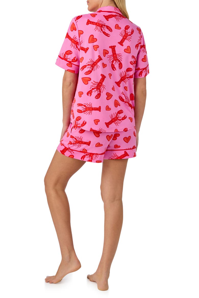 Piped Print Short Pajamas, Alternate, color, PINK