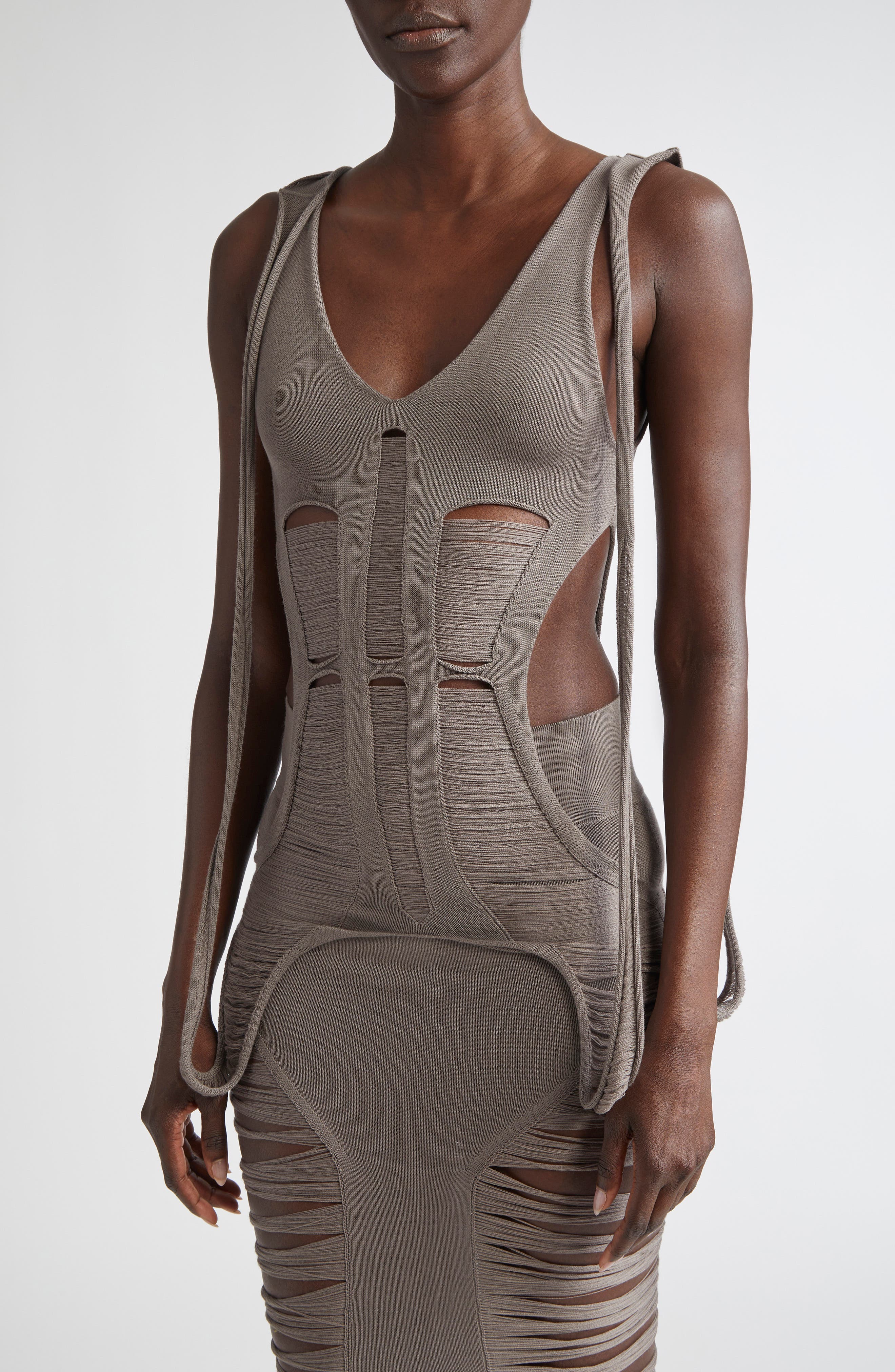 Rick Owens Tanja Maglia Distressed Cutout Tank Top (Women) | Nordstrom